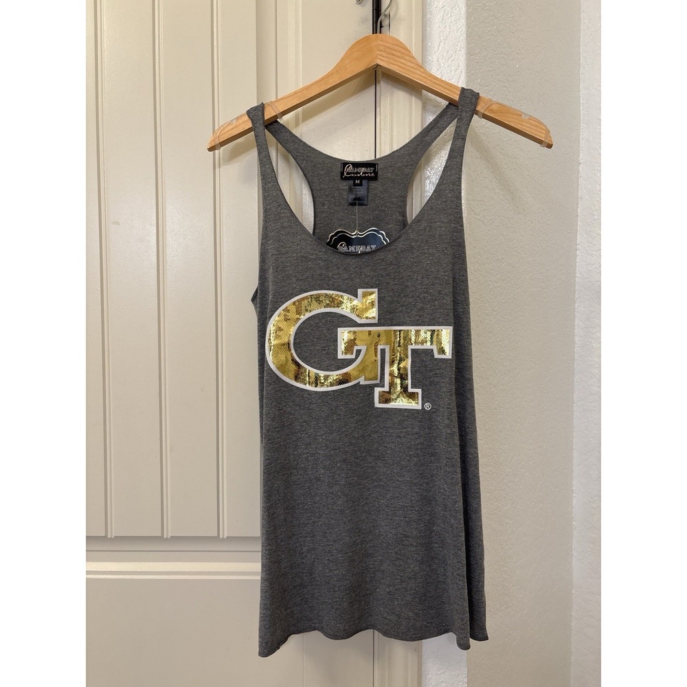 Georgia Tech GT Sequin Racerback Tank Top Medium NWT Gameday Couture